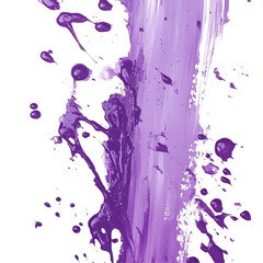 Poster - Expressive purple paint strokes and splashes on Transparent background create a striking visual composition, Purple Paint Strokes and Splashes on PNG background