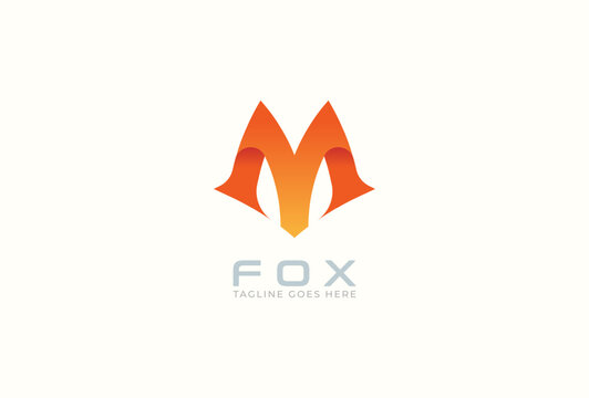 Abstract Initial Letter M minimalist Fox Logo, suitable for brand and company logo design, vector illustration