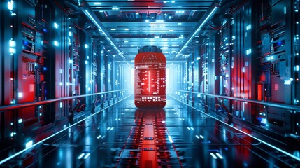 Fototapete - 3d render of a battery against a technological circuit background for enhanced visual appeal