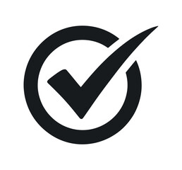 Poster - Simple black and white check mark icon in a circle