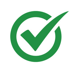 Poster - green check mark icon in a circle on a white background