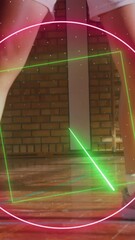 Poster - Animation of neon scanner processing data over female basketball player