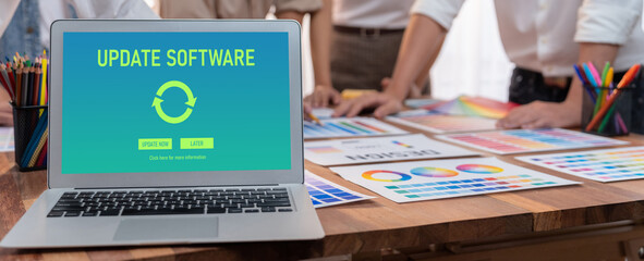 Poster - Software update on computer for brisk version of device software upgrade