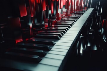 Poster - Exploring the dynamic interaction of abstract keyboards amidst a vibrant digital landscape, Abstract keyboards are triggered randomly