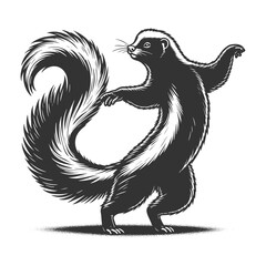 Wall Mural - dancing skunk sketch engraving generative ai fictional character vector illustration. scratch board 