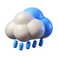 Poster - 3d rainy cloud icon isolated on transparent background