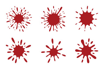 Poster - Set of six red ink or paint splatters