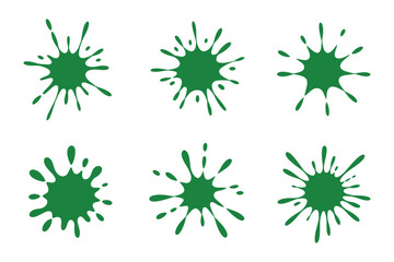 Poster - Set of six vibrant green ink or paint splatters