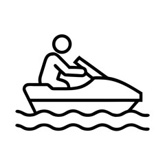 Poster - Jet ski icon vector illustration, personal watercraft outline graphic for summer recreation design use, pwc