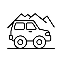 Poster - Explore mountain adventure with suv car vector illustration for travel and outdoor recreation design needs