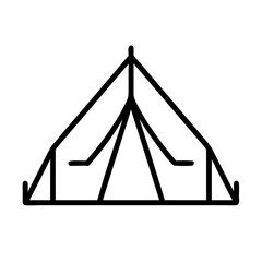 Poster - Camping tent outline vector illustration for outdoor adventure and travel design element, simple shelter icon
