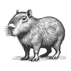 Wall Mural - capybara sketch engraving generative ai fictional character vector illustration. scratch board imita