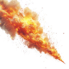 Aufkleber - A fiery orange explosion with smoke trails isolated on transparent background
