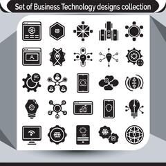 Poster - Business and Web Icon Set Collection in Black Vector Design