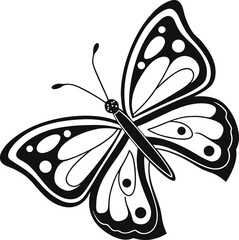 Poster - Vector art of a black and white butterfly with patterned wings isolated on white background