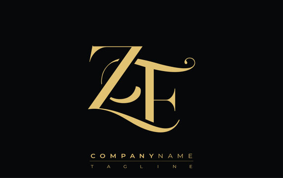 ZF Abstract Creative Jewelry Logo. A stylish logo featuring golden monogram initials in an elegant and modern typography, perfect for branding