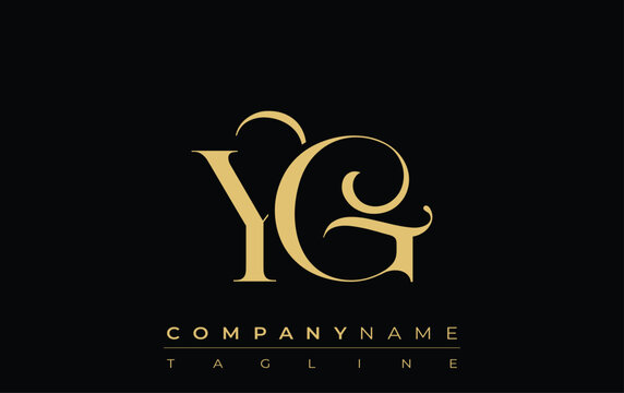YG Abstract Creative Jewelry Logo. A stylish logo featuring golden monogram initials in an elegant and modern typography, perfect for branding