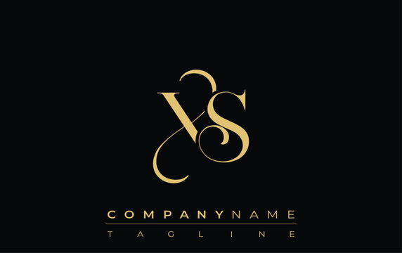 XS Abstract Creative Jewelry Logo. A stylish logo featuring golden monogram initials in an elegant and modern typography, perfect for branding