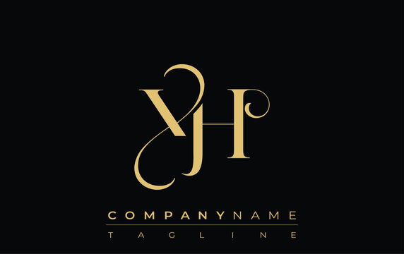 XH Abstract Creative Jewelry Logo. A stylish logo featuring golden monogram initials in an elegant and modern typography, perfect for branding