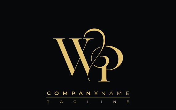 WP Abstract Creative Jewelry Logo. A stylish logo featuring golden monogram initials in an elegant and modern typography, perfect for branding