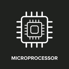 Fototapete - Microprocessor Icon in Black and white background, High-Performance AI Computing Chip for Data Processing and Neural Network Operations, Abstract Vector Illustration