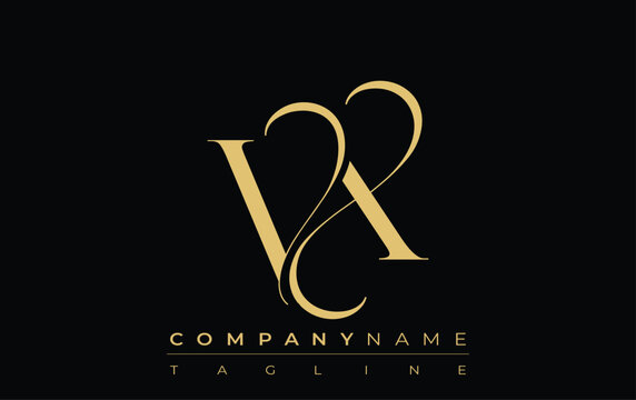 VX Abstract Creative Jewelry Logo. A stylish logo featuring golden monogram initials in an elegant and modern typography, perfect for branding