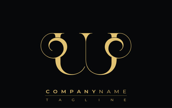UU Abstract Creative Jewelry Logo. A stylish logo featuring golden monogram initials in an elegant and modern typography, perfect for branding