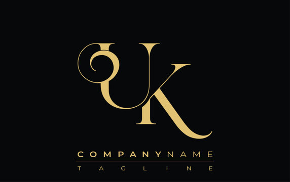 UK Abstract Creative Jewelry Logo. A stylish logo featuring golden monogram initials in an elegant and modern typography, perfect for branding