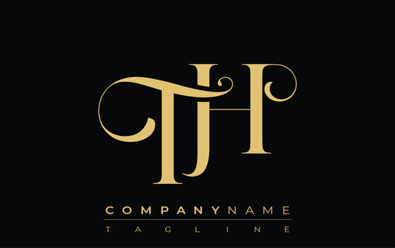 TH Abstract Creative Jewelry Logo. A stylish logo featuring golden monogram initials in an elegant and modern typography, perfect for branding