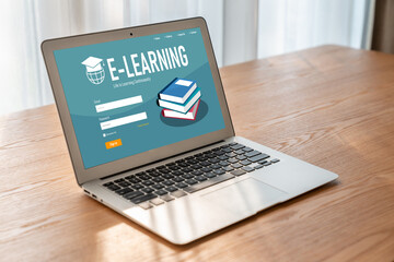 Poster - E-learning website with modish sofware for student to study online on the internet network