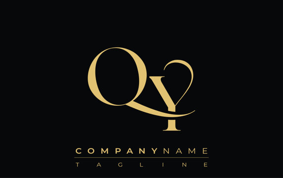 QY Abstract Creative Jewelry Logo. A stylish logo featuring golden monogram initials in an elegant and modern typography, perfect for branding