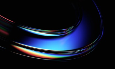 Poster - Abstract minimalist design, colorful glass shape, 3d render