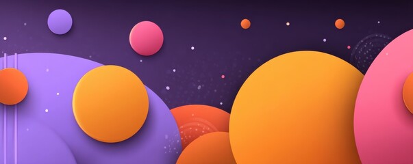 Poster - Geometric Abstract Background with Bold Purple, Orange, and Pink Circles