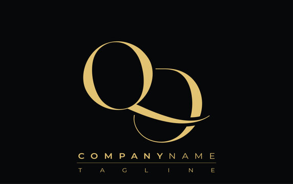 QD Abstract Creative Jewelry Logo. A stylish logo featuring golden monogram initials in an elegant and modern typography, perfect for branding