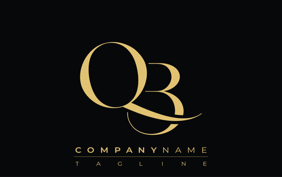 QB Abstract Creative Jewelry Logo. A stylish logo featuring golden monogram initials in an elegant and modern typography, perfect for branding