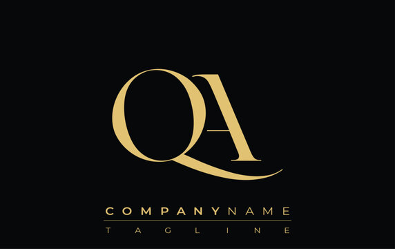 QA Abstract Creative Jewelry Logo. A stylish logo featuring golden monogram initials in an elegant and modern typography, perfect for branding