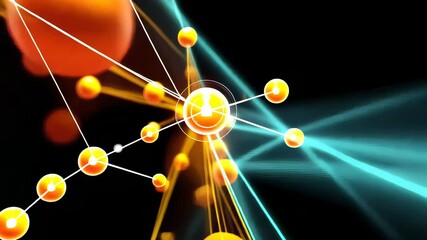 Poster - Abstract visualization of a colorful neural network with stretching connections on a black background