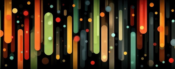 Poster - Colorful vertical lines and circles on a black abstract background
