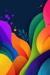 Poster - Colorful abstract illustration featuring vibrant curved shapes on a dark background