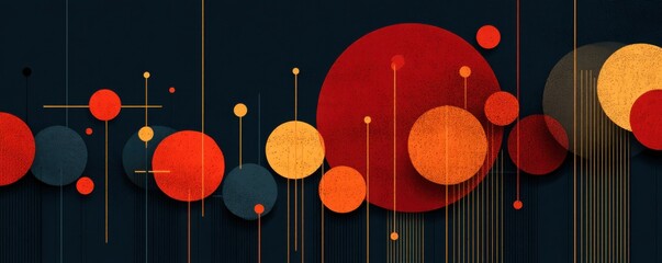 Poster - Modern abstract design with overlapping geometric shapes in red and orange hues