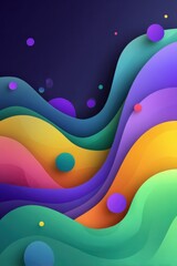 Poster - Abstract colorful gradient background with flowing waves and spheres