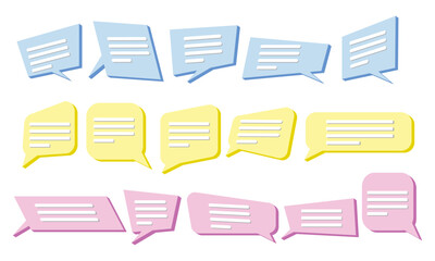 Aufkleber - Set of speech bubbles in different colors and shapes. Vector illustration.