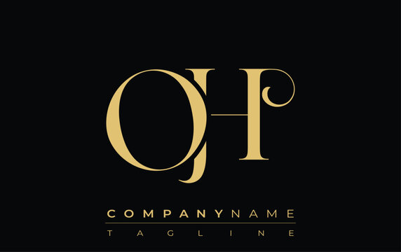 OH Abstract Creative Jewelry Logo. A stylish logo featuring golden monogram initials in an elegant and modern typography, perfect for branding