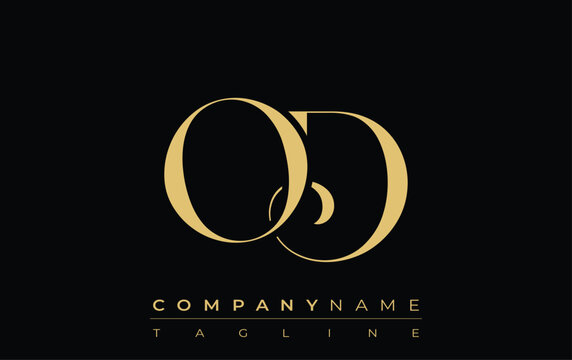OD Abstract Creative Jewelry Logo. A stylish logo featuring golden monogram initials in an elegant and modern typography, perfect for branding