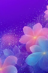 Poster - Digital abstract vibrant floral design with glowing purple and blue tones
