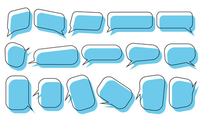 Aufkleber - Set of speech bubbles with different shapes and colors. Vector illustration.