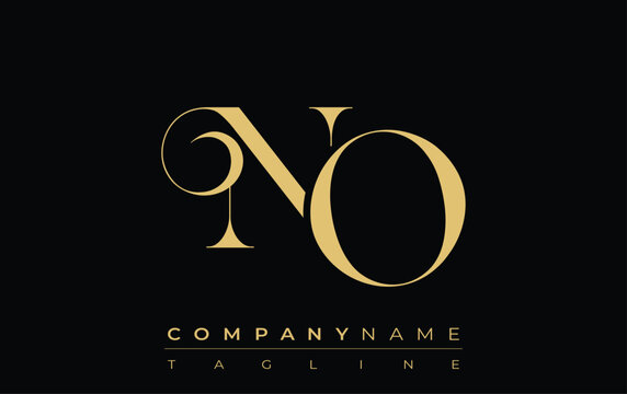 NO Abstract Creative Jewelry Logo. A stylish logo featuring golden monogram initials in an elegant and modern typography, perfect for branding