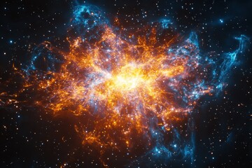 Poster - Cosmic explosion in an abstract galaxy with vibrant colors and intricate details, space galaxy background, abstract cosmic explosion of colors
