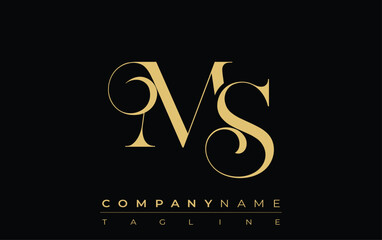 Poster - MS Abstract Creative Jewelry Logo. A stylish logo featuring golden monogram initials in an elegant and modern typography, perfect for branding