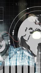 Poster - Animation of data processing over caucasian businessman working in office